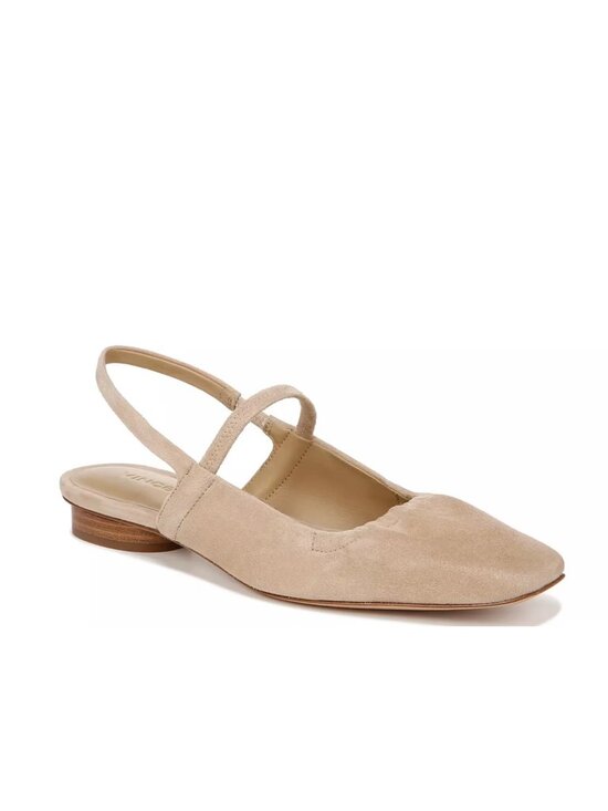 Vince Shoes - Vince Venice Women's Beige Suede Square Toe Slingback Flat Sz 11